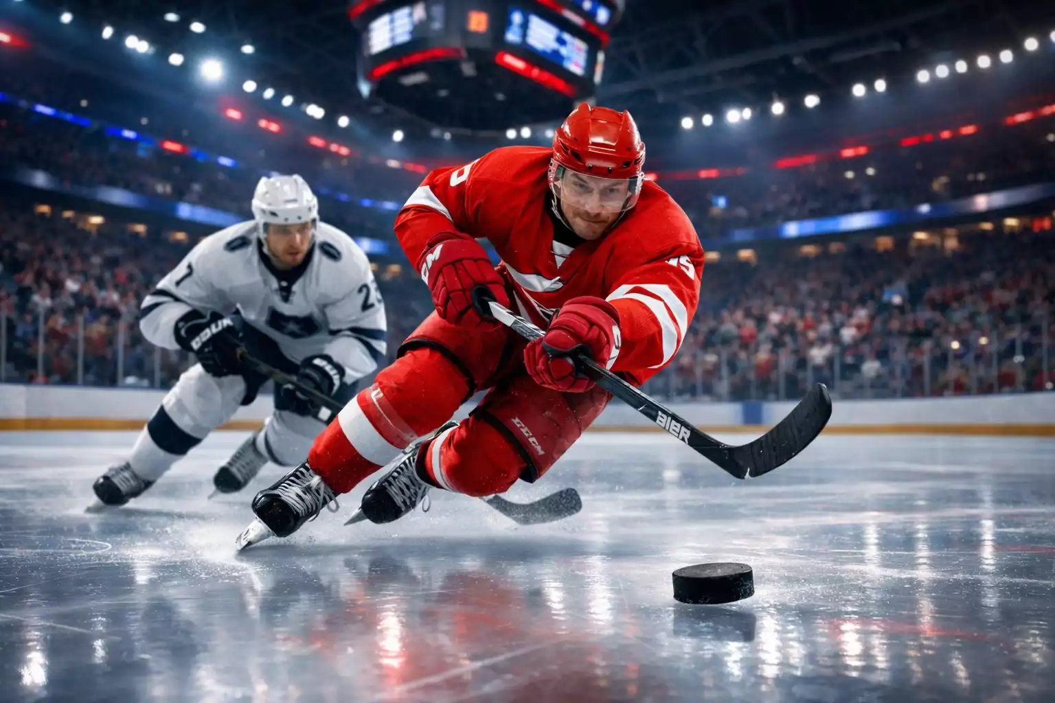 Eishockey-Spieler der KHL in Aktion auf dem Eis