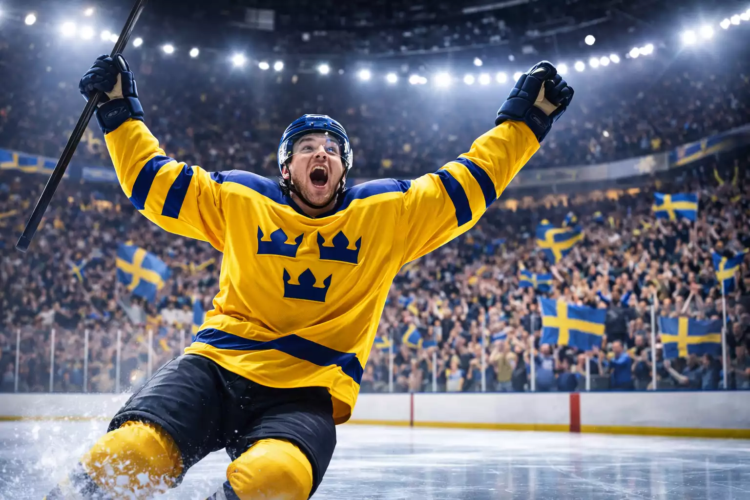 Schwedische Eishockey-Spieler der SHL im Stadion